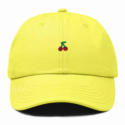 Dalix Lil Cherry Embroidered Cotton Summer Outdoor Baseball Cap Dad Hat Womens in Yellow