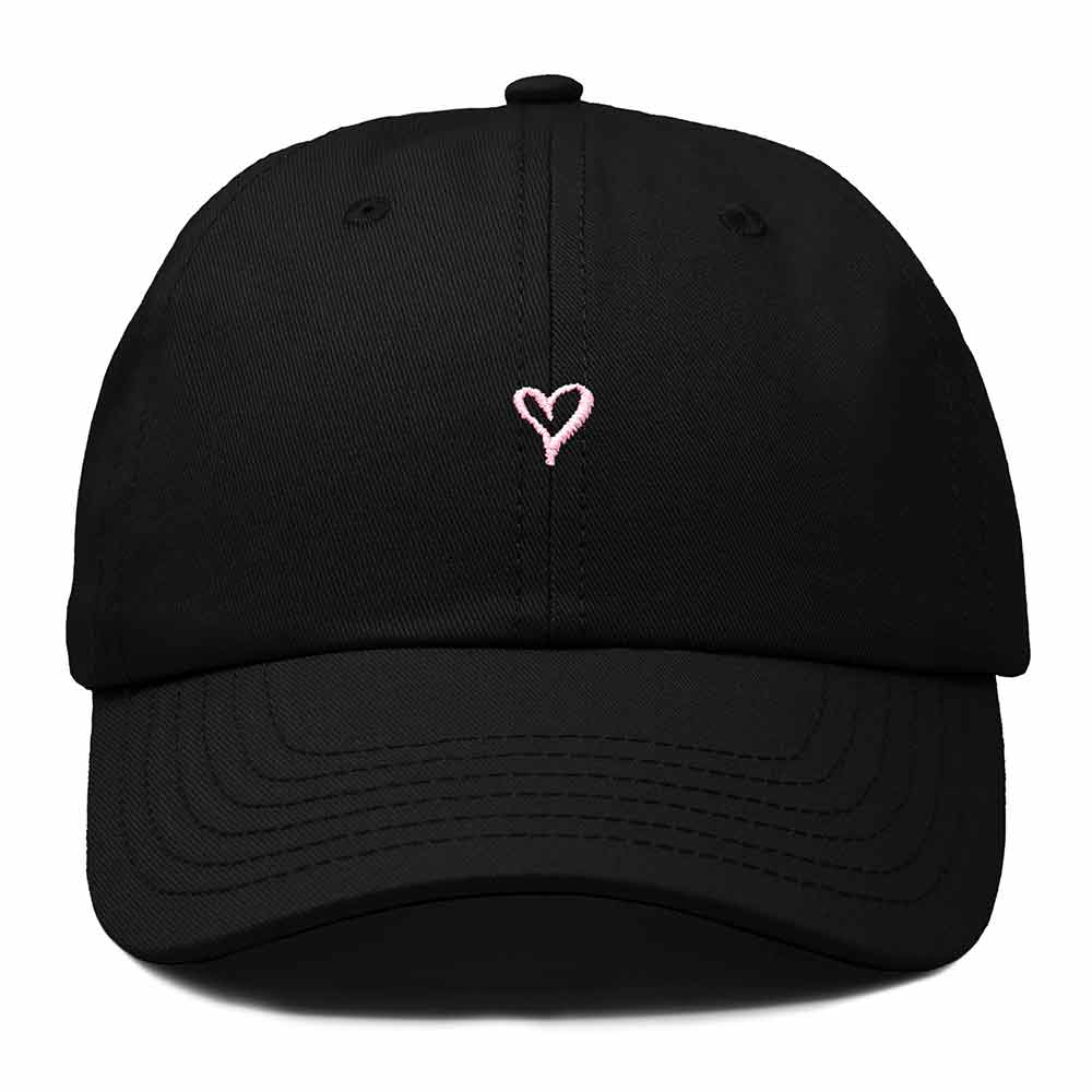 Dalix Mini Heart Dad Cap Black Cotton Adjustable Unstructured Baseball Hat Womens in Black