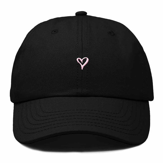 Dalix Mini Heart Dad Cap Black Cotton Adjustable Unstructured Baseball Hat Womens in Black