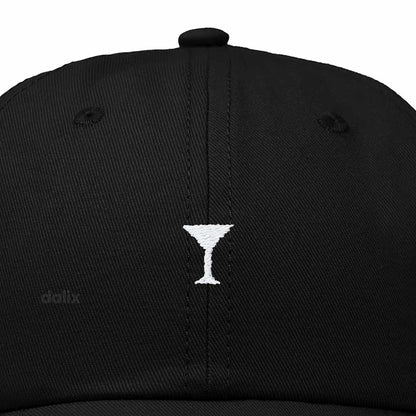 Dalix Lil Martini Embroidered Cotton Summer Outdoor Baseball Cap Dad Hat Womens in Black