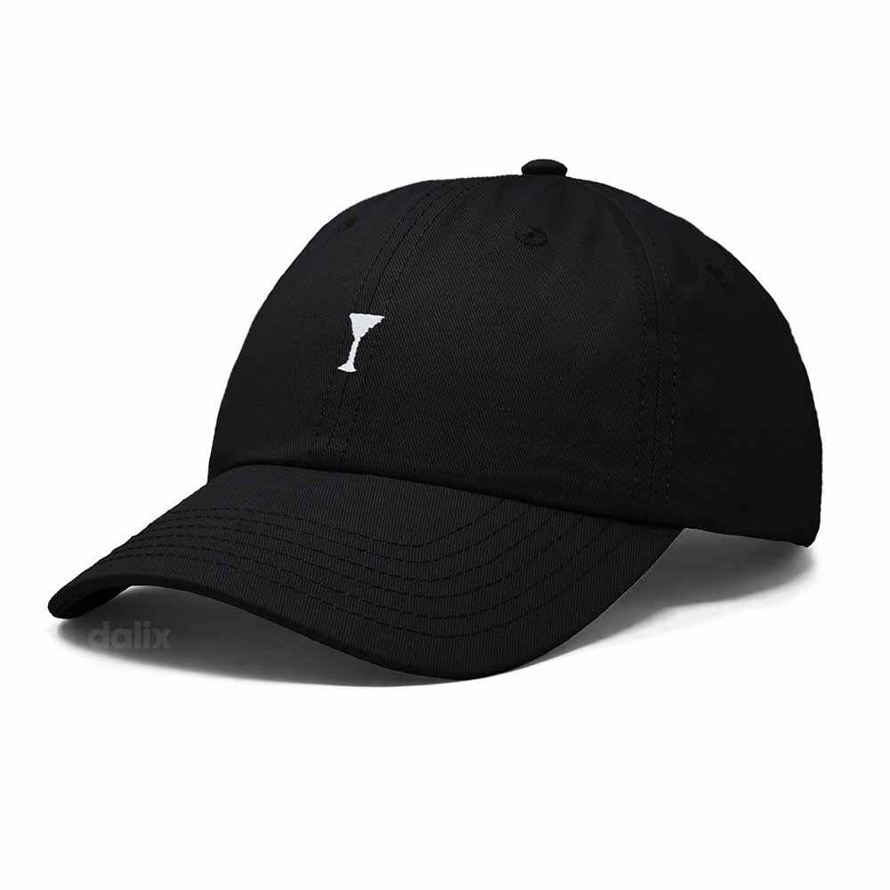 Dalix Lil Martini Embroidered Cotton Summer Outdoor Baseball Cap Dad Hat Womens in Black