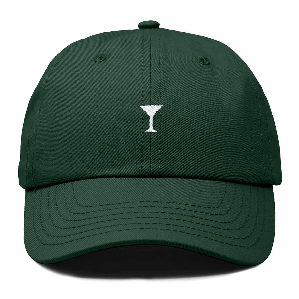 Dalix Lil Martini Embroidered Cotton Summer Outdoor Baseball Cap Dad Hat Womens in Dark Green