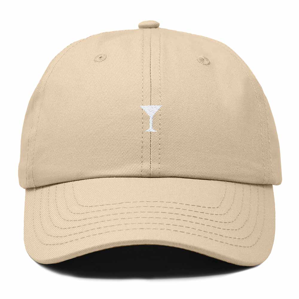 Dalix Lil Martini Embroidered Cotton Summer Outdoor Baseball Cap Dad Hat Womens in Khaki