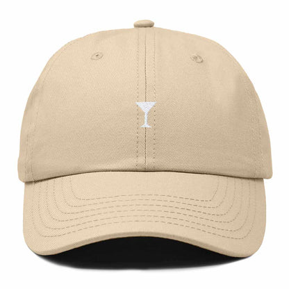 Dalix Lil Martini Embroidered Cotton Summer Outdoor Baseball Cap Dad Hat Womens in Khaki