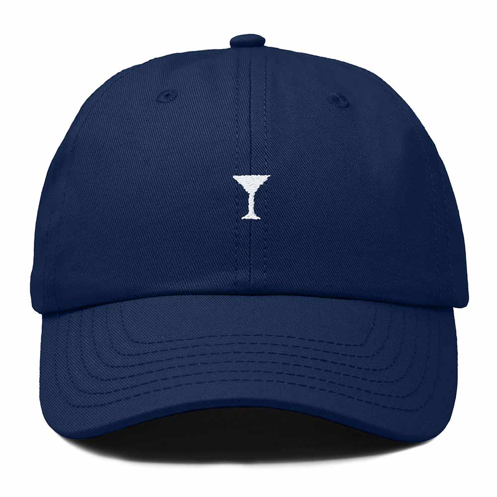 Dalix Lil Martini Embroidered Cotton Summer Outdoor Baseball Cap Dad Hat Womens in Navy Blue