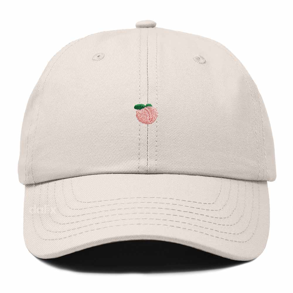 Dalix Lil Peach Embroidered Cotton Summer Cute Outdoor Baseball Cap Dad Hat Womens in Beige