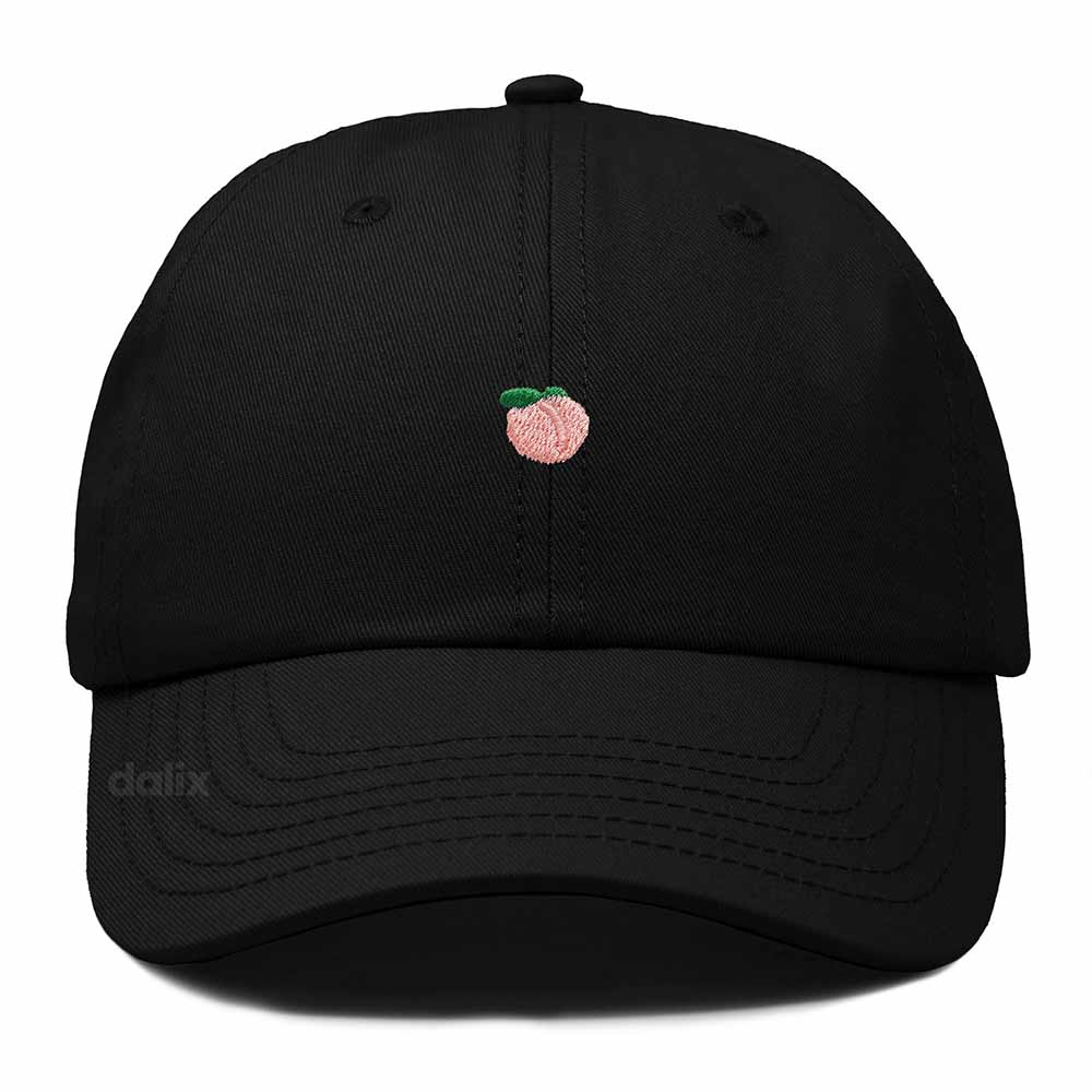 Dalix Lil Peach Embroidered Cotton Summer Cute Outdoor Baseball Cap Dad Hat Womens in Black