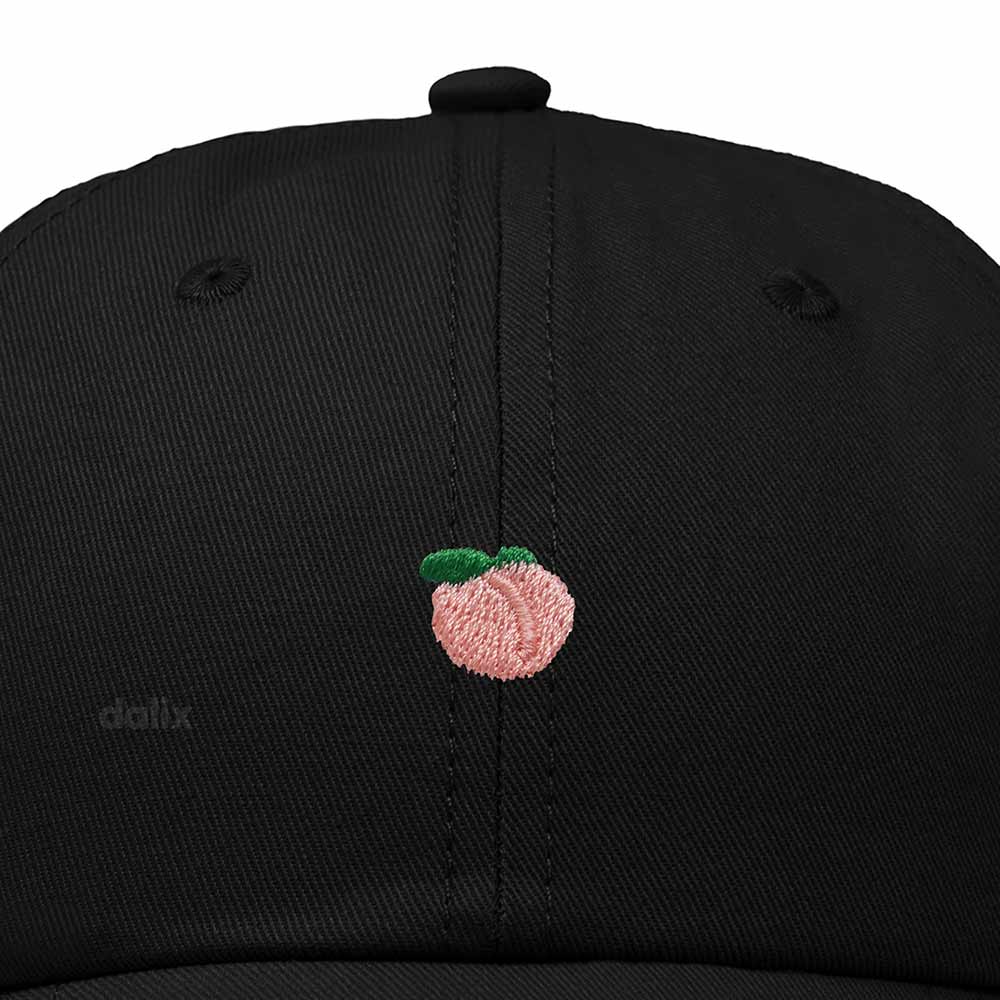 Dalix Lil Peach Embroidered Cotton Summer Cute Outdoor Baseball Cap Dad Hat Womens in Black