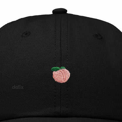 Dalix Lil Peach Embroidered Cotton Summer Cute Outdoor Baseball Cap Dad Hat Womens in Black