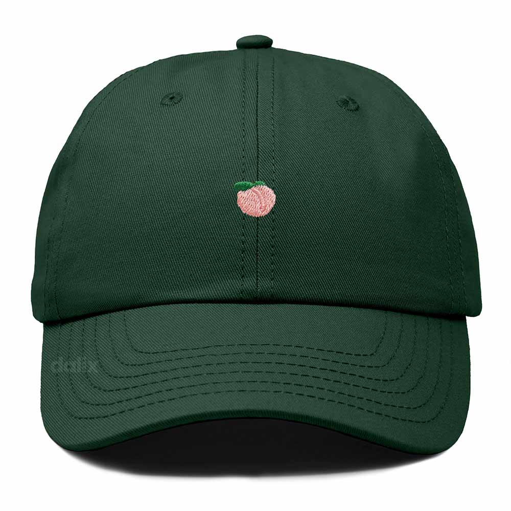 Dalix Lil Peach Embroidered Cotton Summer Cute Outdoor Baseball Cap Dad Hat Womens in Dark Green
