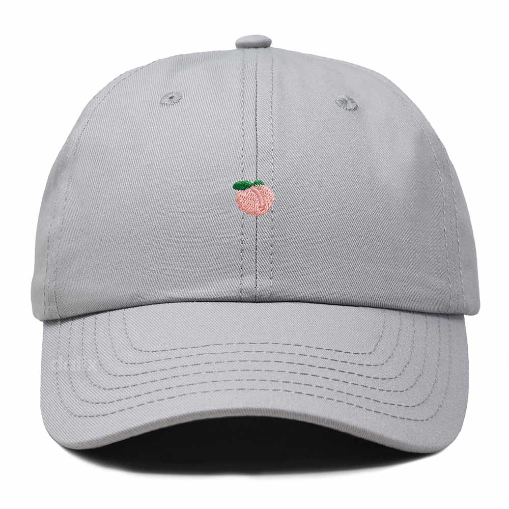 Dalix Lil Peach Embroidered Cotton Summer Cute Outdoor Baseball Cap Dad Hat Womens in Gray