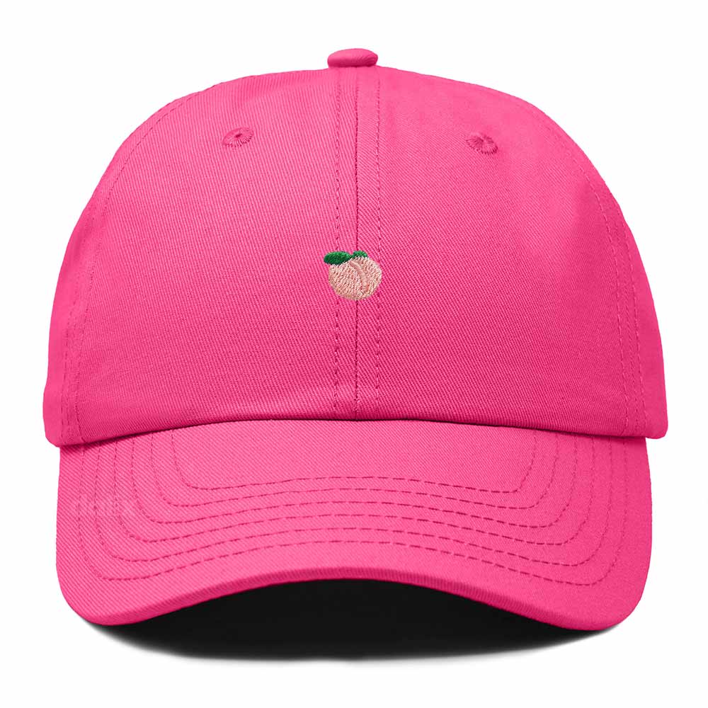 Dalix Lil Peach Embroidered Cotton Summer Cute Outdoor Baseball Cap Dad Hat Womens in Hot Pink