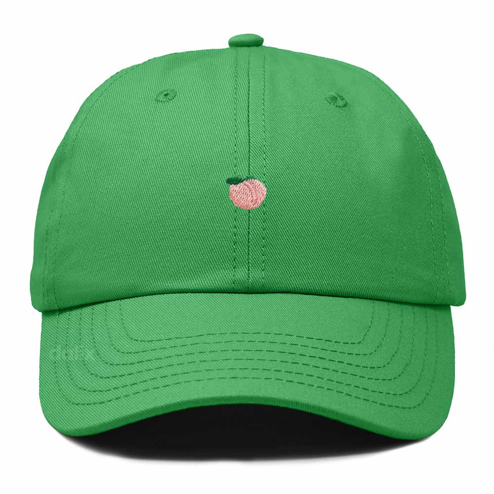 Dalix Lil Peach Embroidered Cotton Summer Cute Outdoor Baseball Cap Dad Hat Womens in Kelly Green