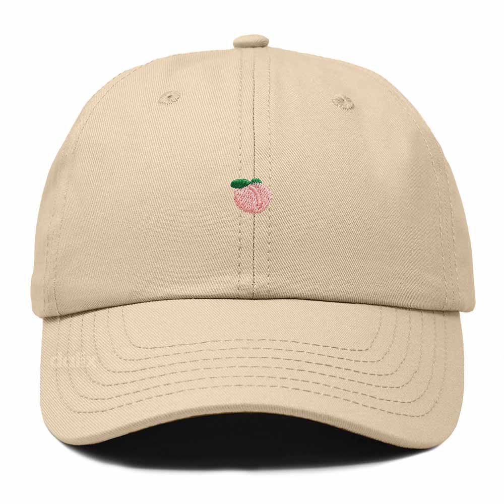 Dalix Lil Peach Embroidered Cotton Summer Cute Outdoor Baseball Cap Dad Hat Womens in Khaki