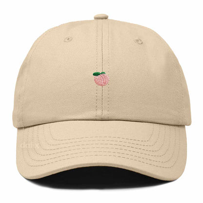 Dalix Lil Peach Embroidered Cotton Summer Cute Outdoor Baseball Cap Dad Hat Womens in Khaki