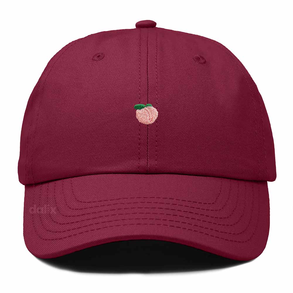 Dalix Lil Peach Embroidered Cotton Summer Cute Outdoor Baseball Cap Dad Hat Womens in Maroon