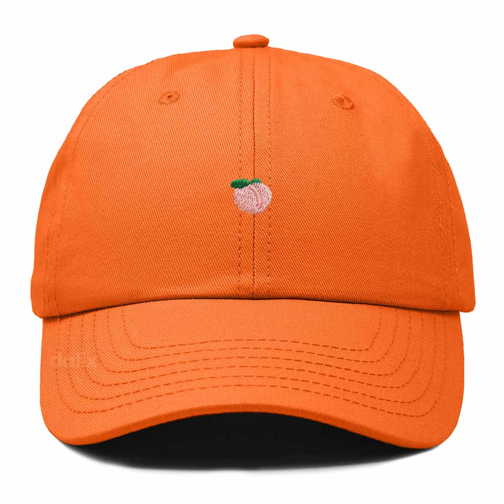 Dalix Lil Peach Embroidered Cotton Summer Cute Outdoor Baseball Cap Dad Hat Womens in Orange