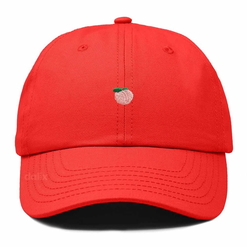 Dalix Lil Peach Embroidered Cotton Summer Cute Outdoor Baseball Cap Dad Hat Womens in Red
