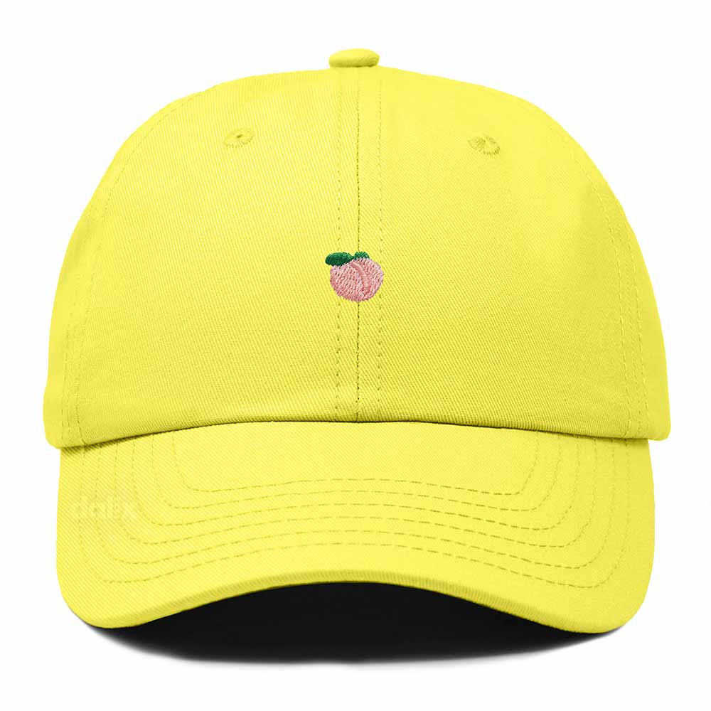 Dalix Lil Peach Embroidered Cotton Summer Cute Outdoor Baseball Cap Dad Hat Womens in Yellow