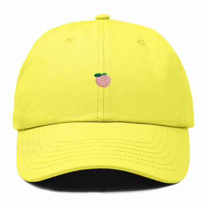 Dalix Lil Peach Embroidered Cotton Summer Cute Outdoor Baseball Cap Dad Hat Womens in Yellow