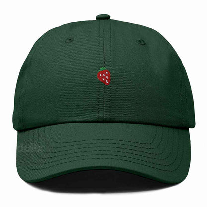 Dalix Lil Strawberry Embroidered Cotton Summer Outdoor Baseball Cap Dad Hat Womens in Dark Green