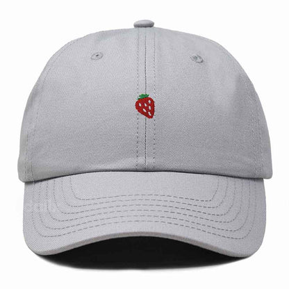 Dalix Lil Strawberry Embroidered Cotton Summer Outdoor Baseball Cap Dad Hat Womens in Gray