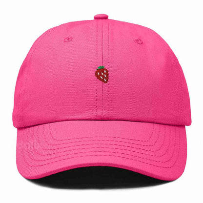Dalix Lil Strawberry Embroidered Cotton Summer Outdoor Baseball Cap Dad Hat Womens in Hot Pink