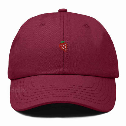 Dalix Lil Strawberry Embroidered Cotton Summer Outdoor Baseball Cap Dad Hat Womens in Maroon