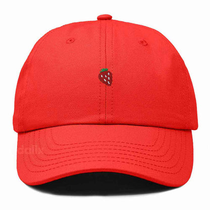 Dalix Lil Strawberry Embroidered Cotton Summer Outdoor Baseball Cap Dad Hat Womens in Red