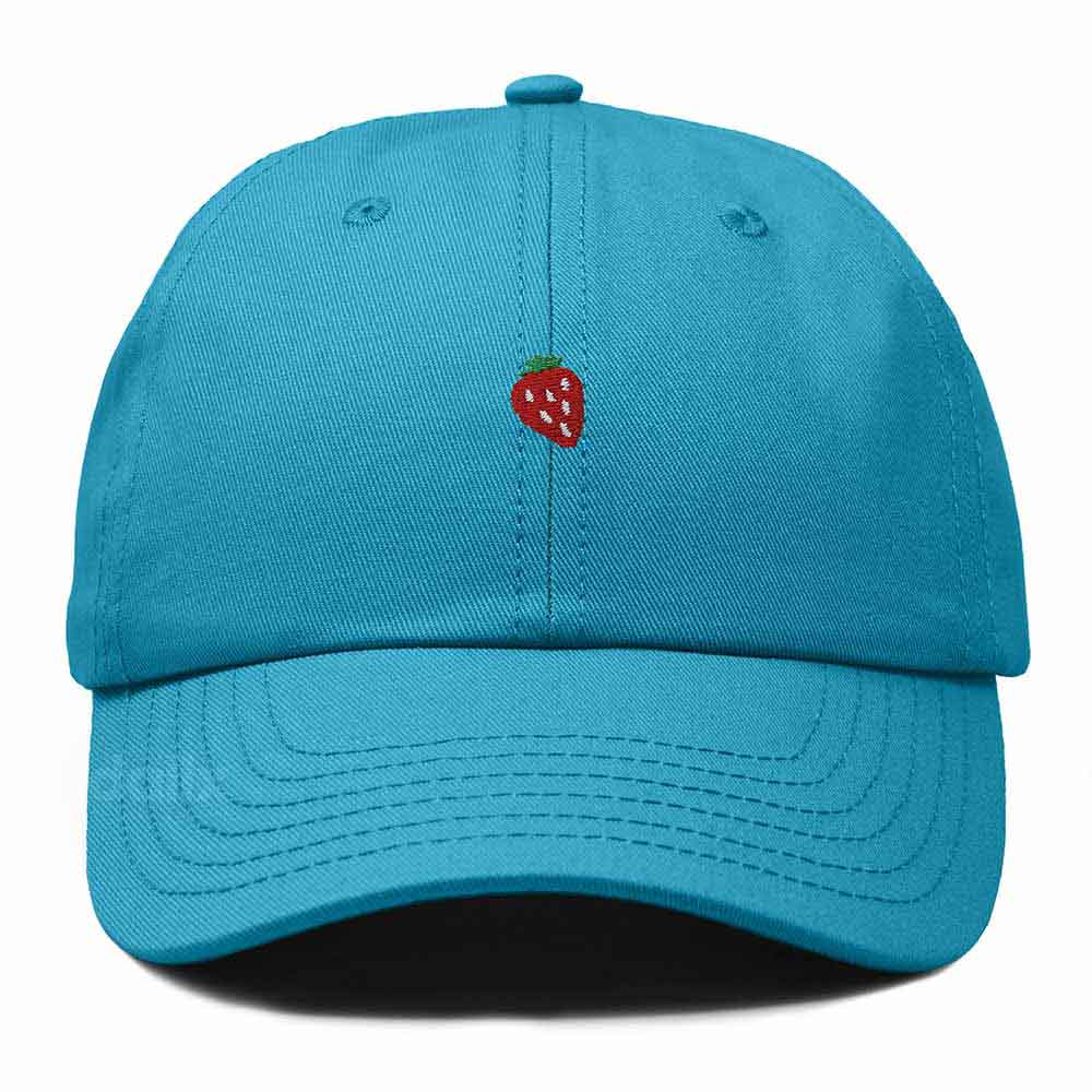 Dalix Lil Strawberry Embroidered Cotton Summer Outdoor Baseball Cap Dad Hat Womens in Teal