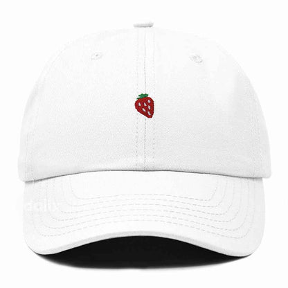 Dalix Lil Strawberry Embroidered Cotton Summer Outdoor Baseball Cap Dad Hat Womens in White