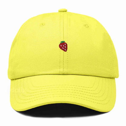 Dalix Lil Strawberry Embroidered Cotton Summer Outdoor Baseball Cap Dad Hat Womens in Yellow