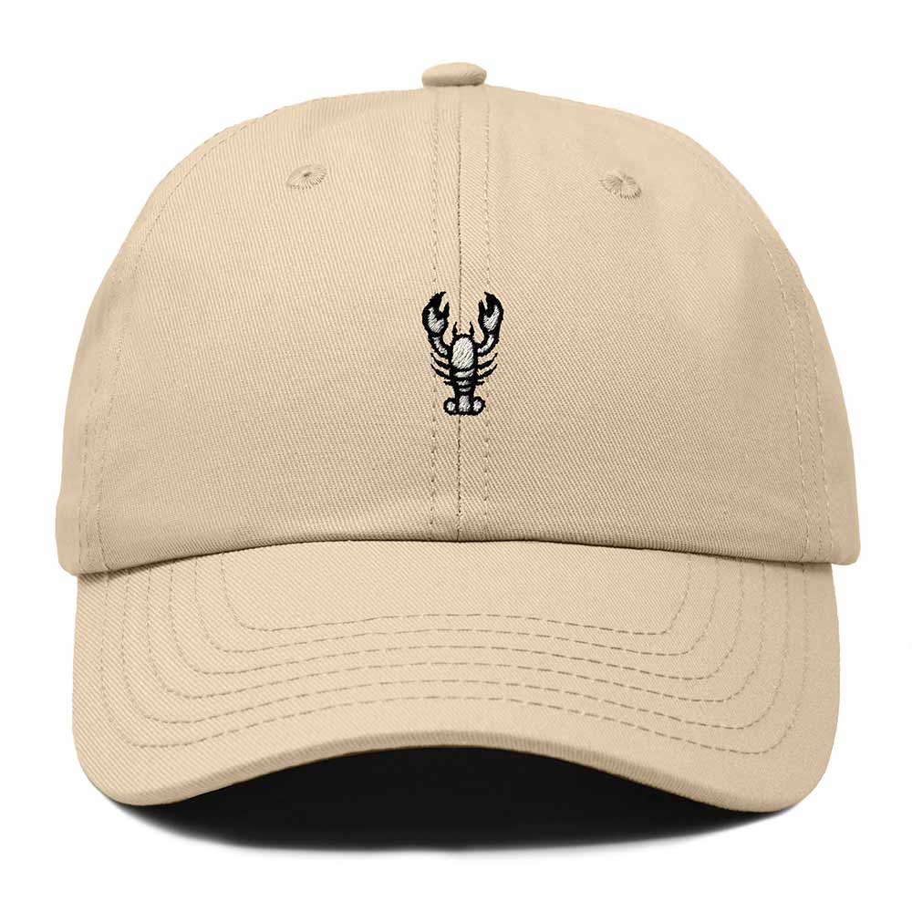 Dalix Lobster Embroidered Adjustable Cotton Twill Dad Hat for Women in Khaki