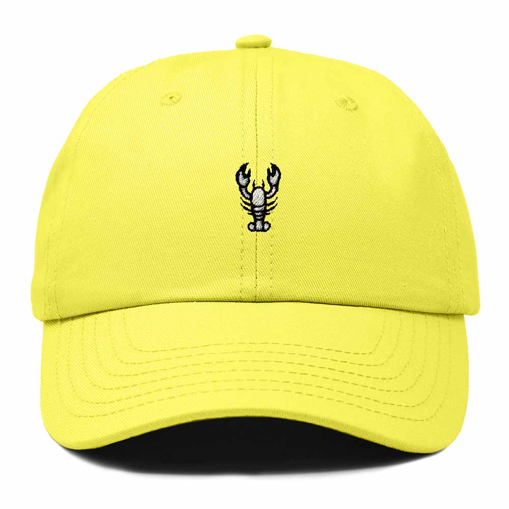 Dalix Lobster Embroidered Adjustable Cotton Twill Dad Hat for Women in Yellow