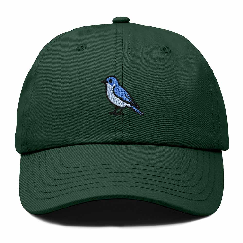 Dalix Mountain Bluebird Idaho Embroidered Bird Cotton Baseball Cap Dad Hat Mens Womens Outdoor Summer in Dark Green