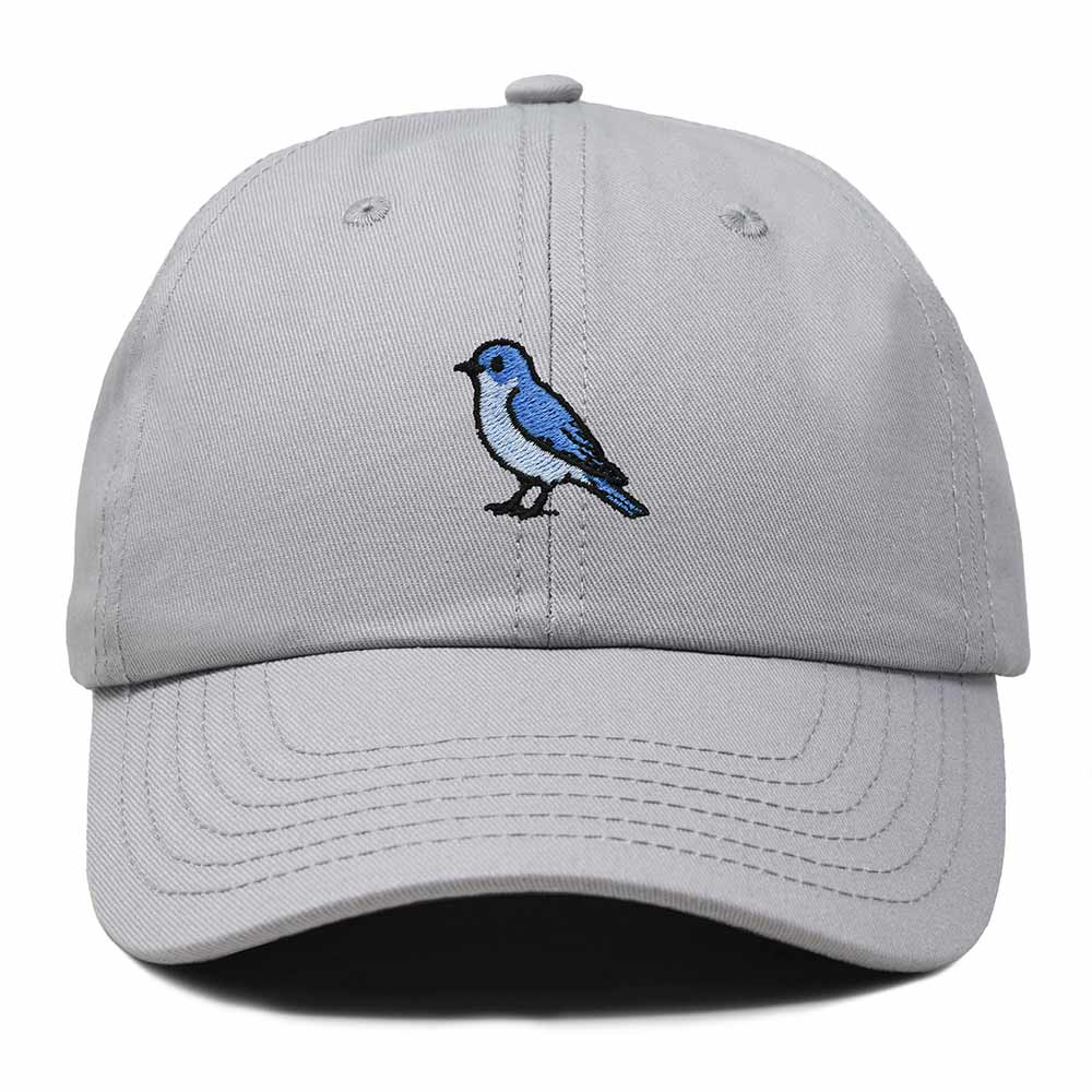 Dalix Mountain Bluebird Idaho Embroidered Bird Cotton Baseball Cap Dad Hat Mens Womens Outdoor Summer in Gray