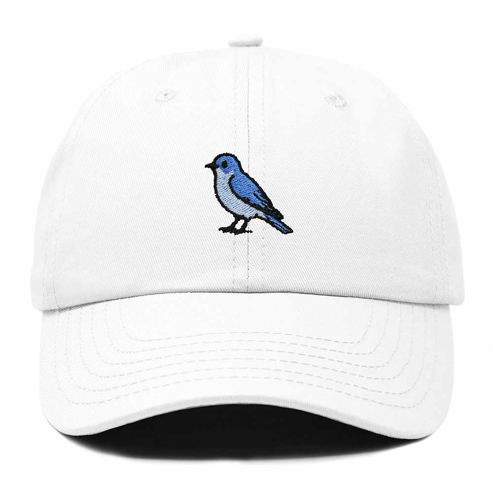 Dalix Mountain Bluebird Idaho Embroidered Bird Cotton Baseball Cap Dad Hat Mens Womens Outdoor Summer in White