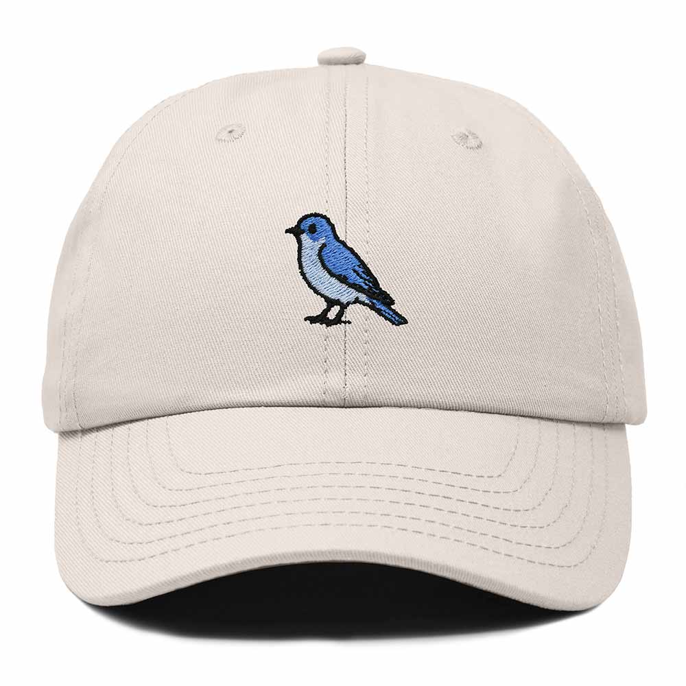 Dalix Mountain Bluebird Nevada Embroidered Bird Cotton Baseball Cap Dad Hat Mens Womens Outdoor Summer in Beige