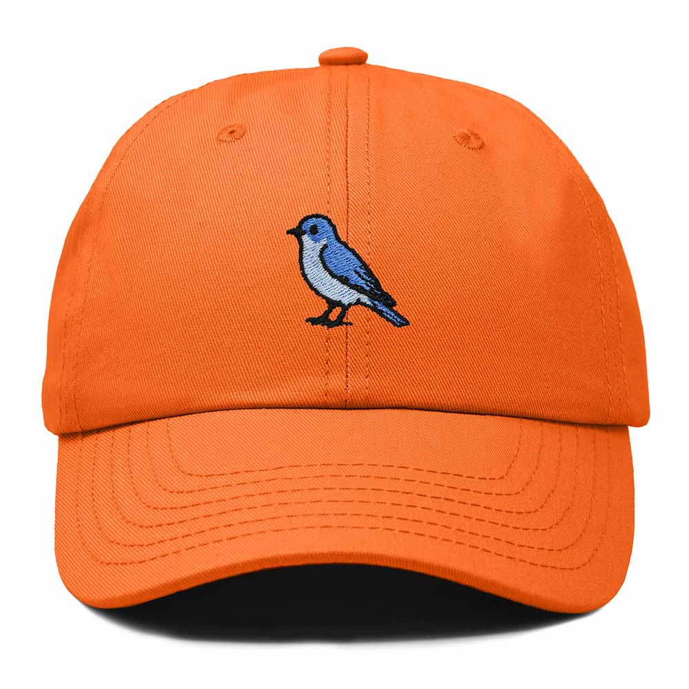 Dalix Mountain Bluebird Nevada Embroidered Bird Cotton Baseball Cap Dad Hat Mens Womens Outdoor Summer in Orange