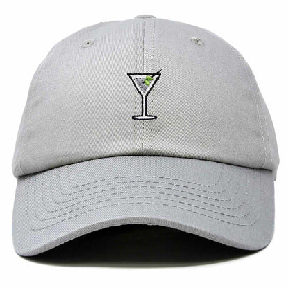 Dalix Martini Embroidered Cap Cotton Baseball Cute Cool Dad Hat Womens in Gray