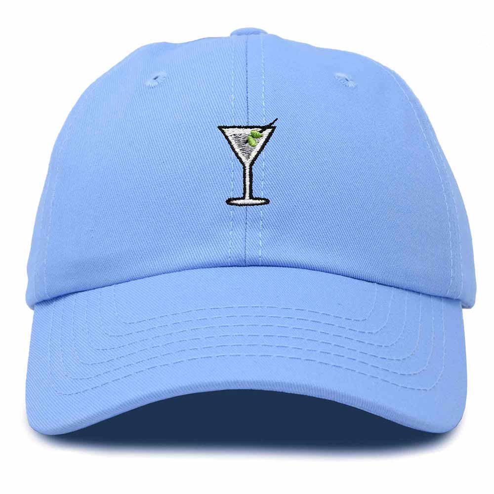 Dalix Martini Embroidered Cap Cotton Baseball Cute Cool Dad Hat Womens in Light Blue