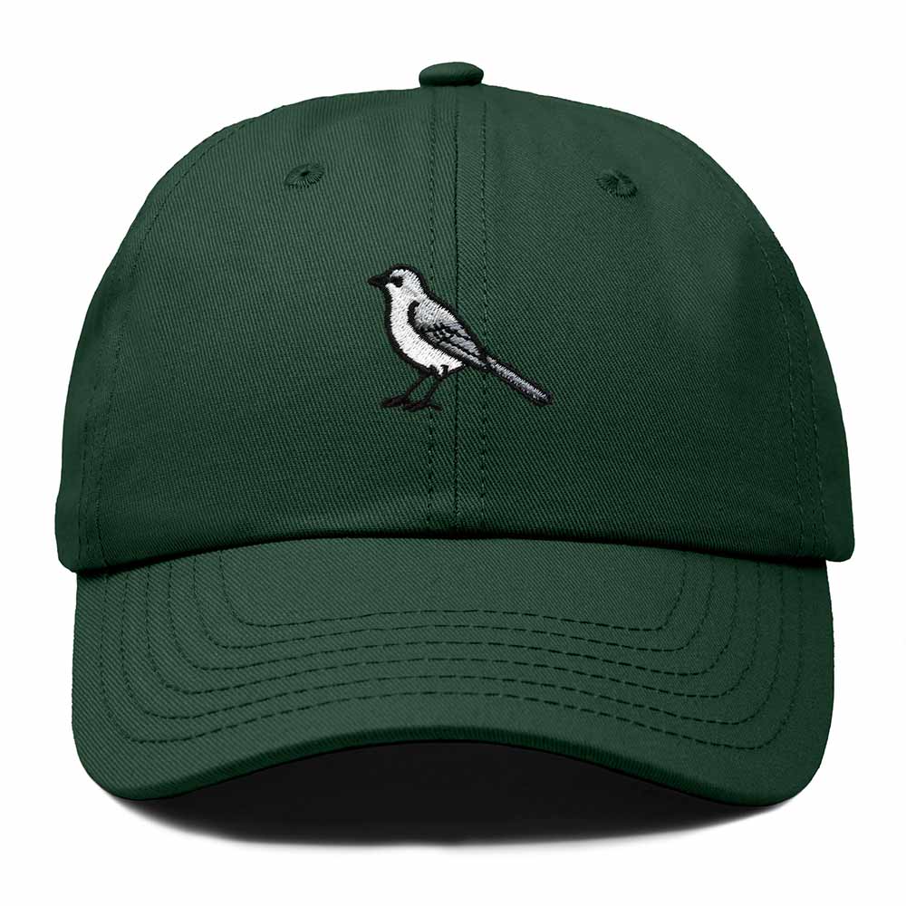 Dalix Northern Mockingbird Arkansas Embroidered Bird Cotton Baseball Cap Dad Hat Mens Womens Outdoor Summer in Dark Green