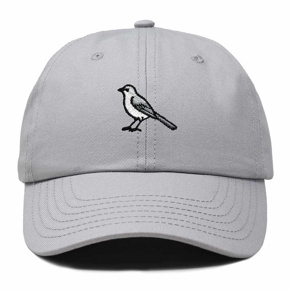 Dalix Northern Mockingbird Arkansas Embroidered Bird Cotton Baseball Cap Dad Hat Mens Womens Outdoor Summer in Gray