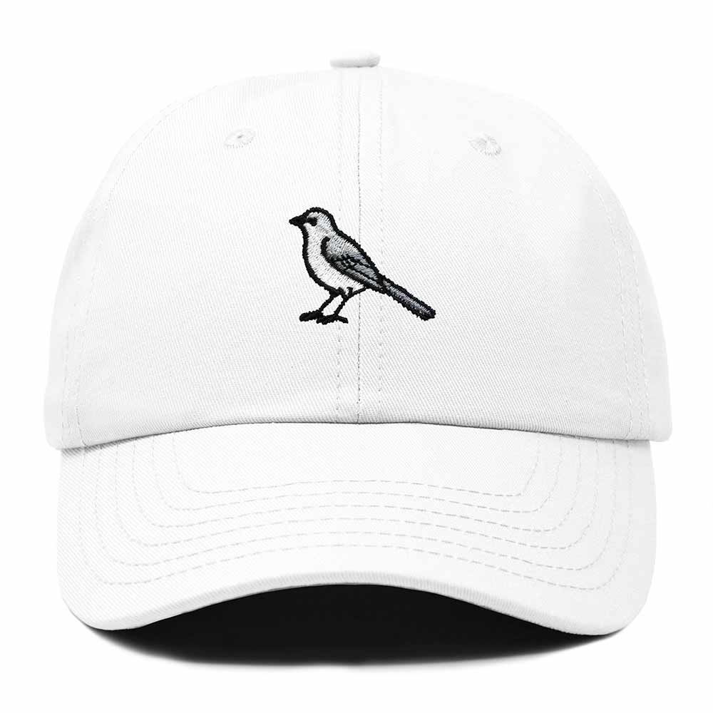 Dalix Northern Mockingbird Florida Embroidered Bird Cotton Baseball Cap Dad Hat Mens Womens Outdoor Summer in White
