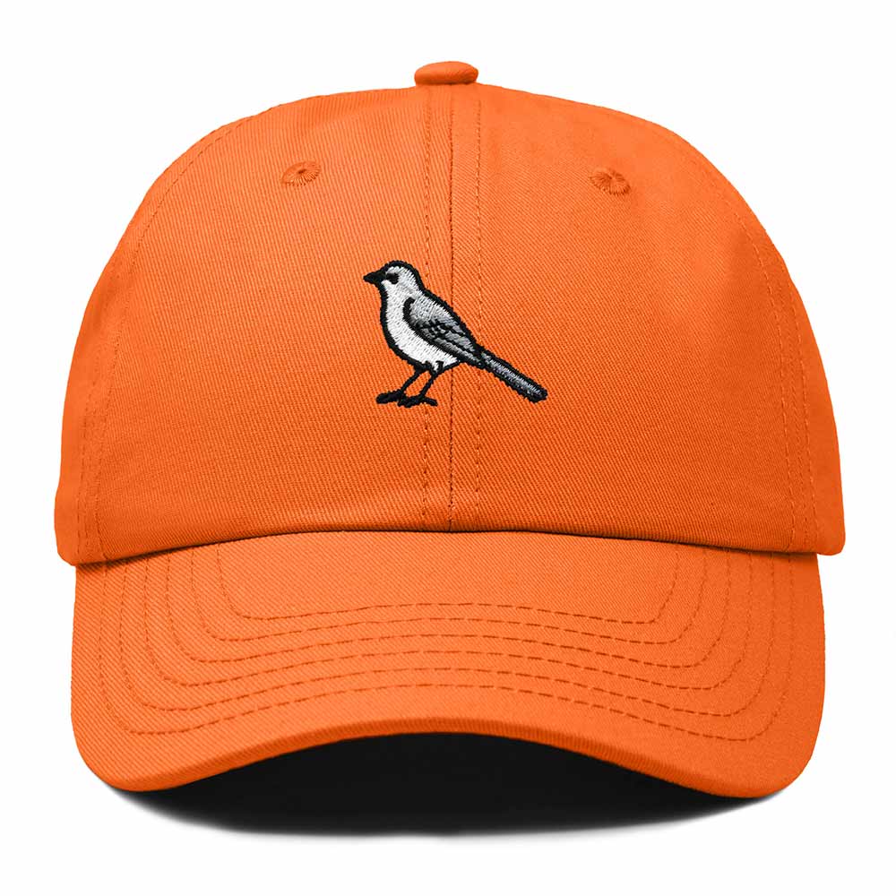 Dalix Northern Mockingbird Tennessee Embroidered Bird Cotton Baseball Cap Dad Hat Mens Womens Outdoor Summer in Orange