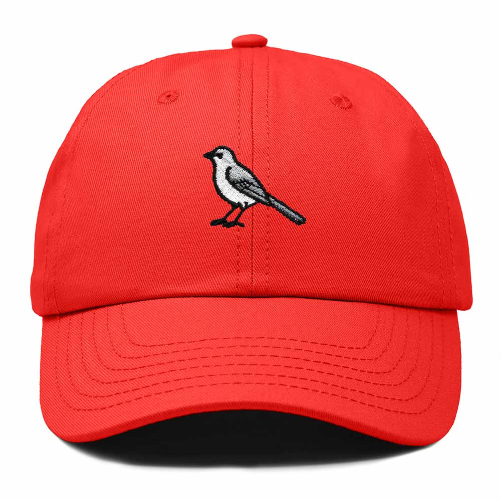 Dalix Northern Mockingbird Tennessee Embroidered Bird Cotton Baseball Cap Dad Hat Mens Womens Outdoor Summer in Red