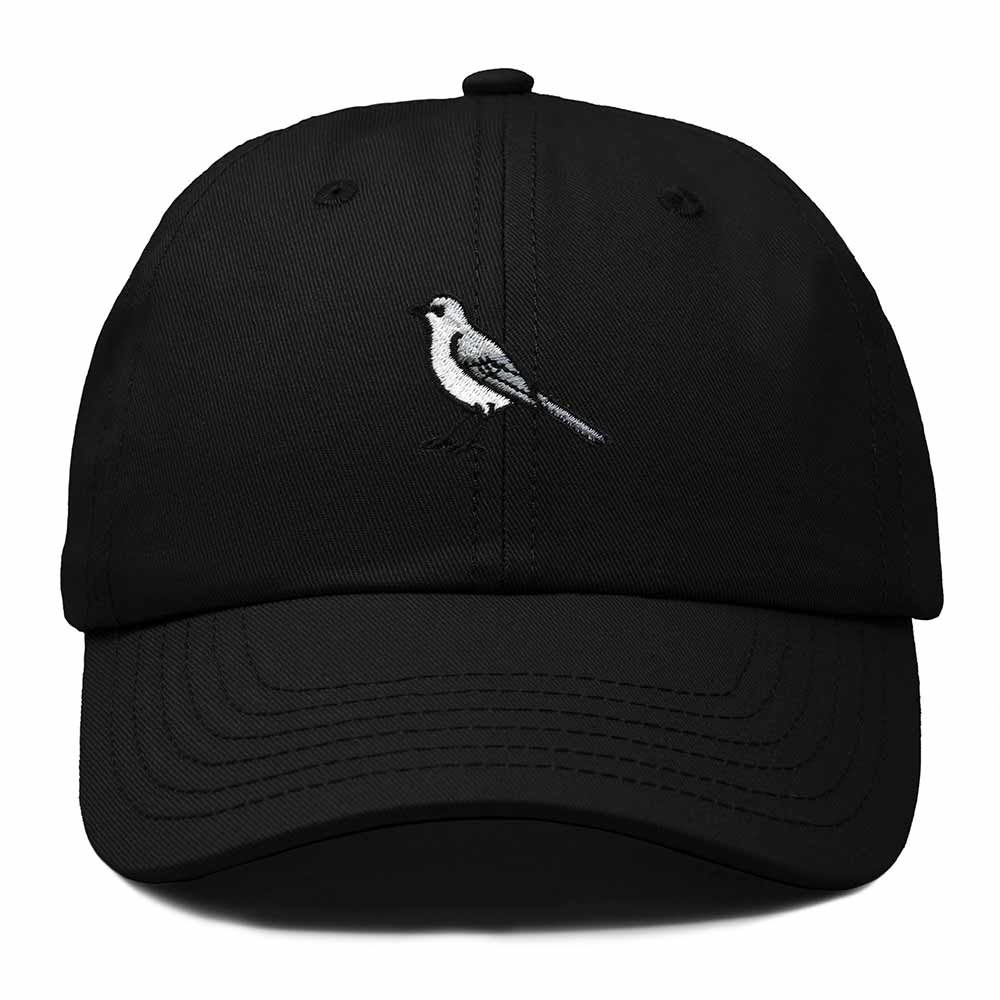 Dalix Northern Mockingbird Texas Embroidered Bird Cotton Baseball Cap Dad Hat Mens Womens Outdoor Summer in Black