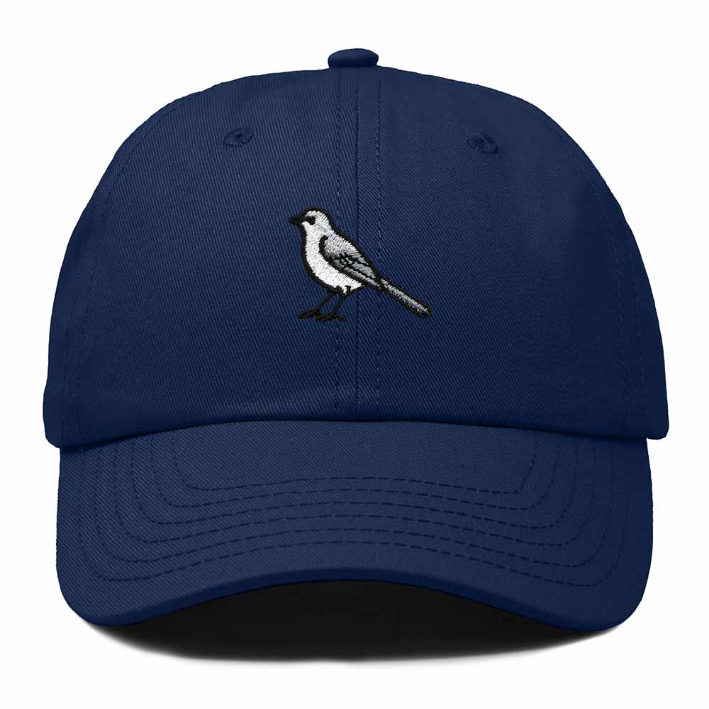 Dalix Northern Mockingbird Texas Embroidered Bird Cotton Baseball Cap Dad Hat Mens Womens Outdoor Summer in Navy Blue