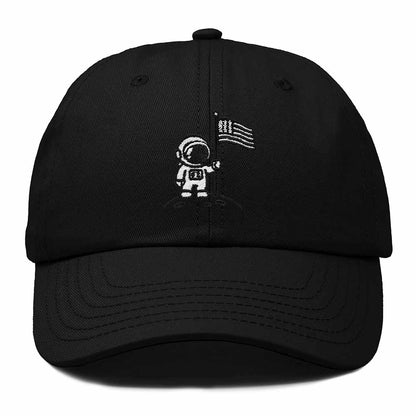Dalix Moon Mission USA Flag Embroidered Dad Hat Adjustable Cotton Baseball Cap Unstructured Low Profile Everyday Americana Hat Mens in Black