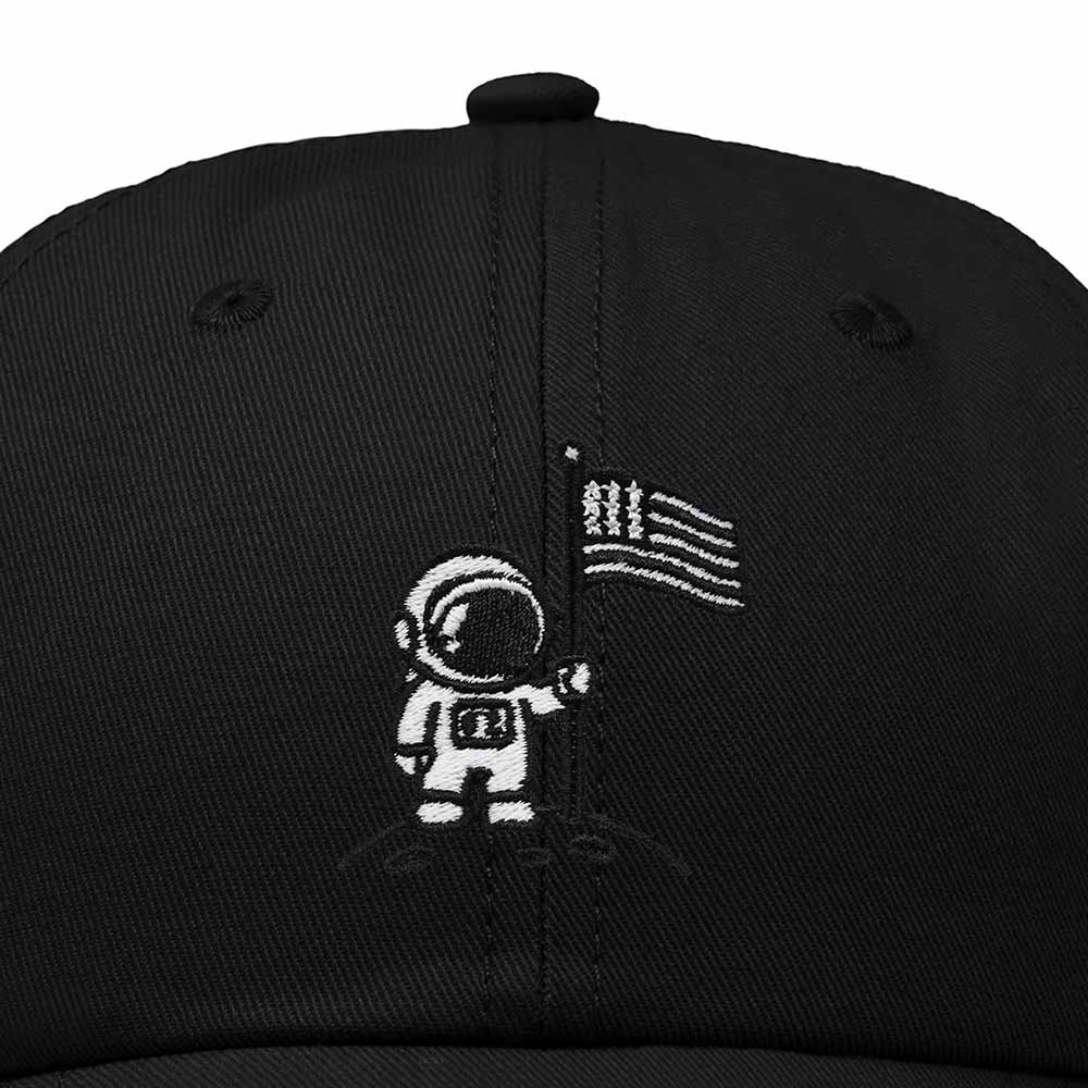 Dalix Moon Mission USA Flag Embroidered Dad Hat Adjustable Cotton Baseball Cap Unstructured Low Profile Everyday Americana Hat Mens in Black